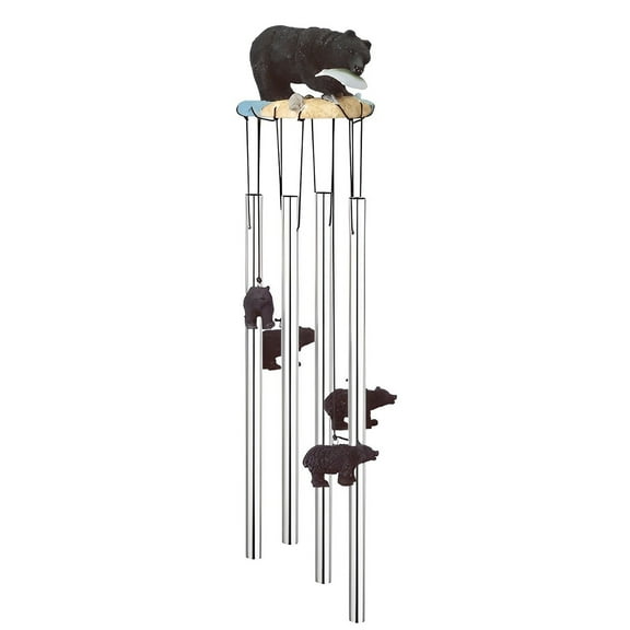FC Design 23" Long Black Bear Round Top Wind Chime Statue Sculpture Ornament Decoration Home/Room/Garden Decor and Unique Gift Ideas for Housewarming, Holidays and Birthdays