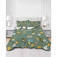 thumbnail image 2 of Quilt King Size Bedding Set, Green Botanical Reversible Summer Quilt 3 Pieces, Spring Floral Summer Lemon Birds Lightweight Bedspreads Coverlets with 2 Pillow Shams for All Seasons, 2 of 5