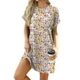 thumbnail image 6 of Deago Women's Summer Dresses Beach Boho Casual Loose T-Shirt Dress Floral Short Sleeve Flowy Sundress with Pockets, 6 of 9