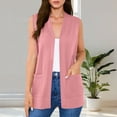thumbnail image 5 of Summer Cardigans for Women with Pockets Sleeveless Dressy Casual Lightweight Casual Open Front Outerwear Vest (S, Pink), 5 of 8