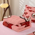 thumbnail image 5 of Manfei Cute Bowknot Cat Zipper Twin Comforter Sets with Fitted Sheet and 2 Pillowcases, Cartoon Fish Zipper Bedding Set, Pink Red, Pink Reversible, 4-Piece, 5 of 7