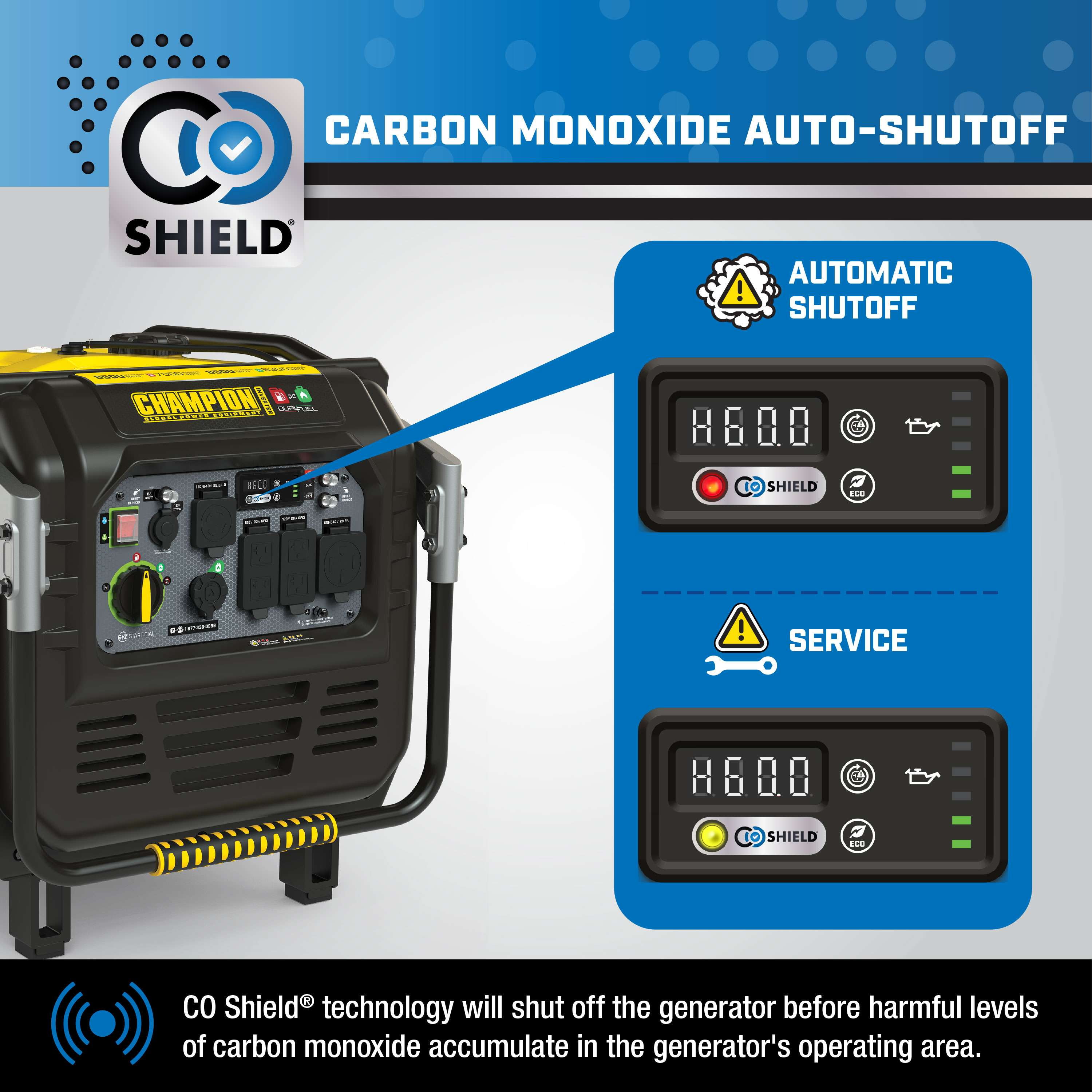 Champion 8500-Watt Electric Start Dual Fuel Home Backup Portable Inverter Generator with Quiet Technology and CO Shield®