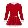 thumbnail image 5 of ZDHoor Women Long Sleeves Velvet Figure Ice Skating Roller Skating Holiday Costume Christmas Dancewear Red Small, 5 of 8