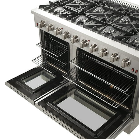 Forno Appliances - Galiano Alta Qualita 6.58 Cu. Ft. Freestanding Double Oven Gas Range with Convection Oven - Stainless Steel