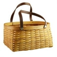 thumbnail image 2 of 1 Basket Hanging Wicker Basket Hand Woven Wood Storage Basket Portable Wall Hanging Flower Basket Organizer Fruit Vegetable Rattan Box Home Decoration Height, 2 of 7