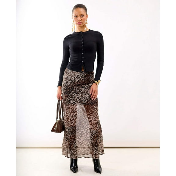 Leopard Chiffon Maxi Skirt