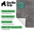 thumbnail image 3 of GORILLA GRIP Chenille Bath Rug 70x24, Rubber Backing Quick Dry Washable Microfiber Mats, Grey, 3 of 10