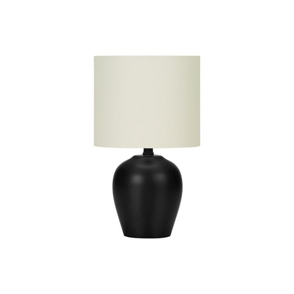 Lighting, 17"H, Table Lamp, Black Ceramic, Ivory / Cream Shade, Transitional