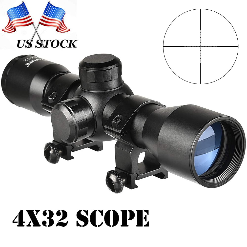 Flashlight 4x32 Mil Dot Scope W/ Red Laser 3/8" Dovetail Rail Air Gun Rimfire 