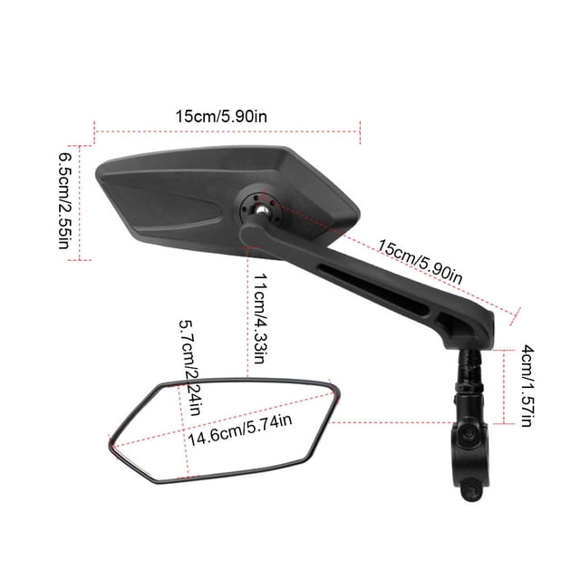 VONKY Rearview Mirror Adjustable Cycling 20-24mm Handlebar Rear View Reflector Back Mirrors Removable Mountain Bike Glass Right