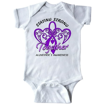 

Inktastic Staying Strong Together Alzheimer s Awareness Purple Ribbon Gift Baby Boy or Baby Girl Bodysuit