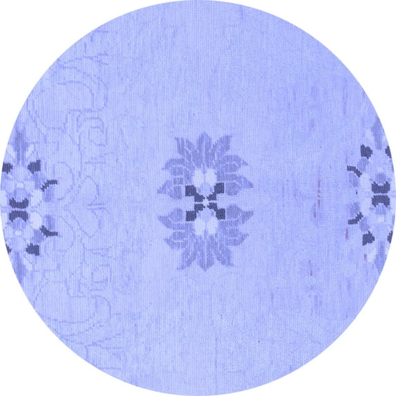 Ahgly Company Machine Washable Indoor Round Abstract Blue Modern Area Rugs, 7' Round