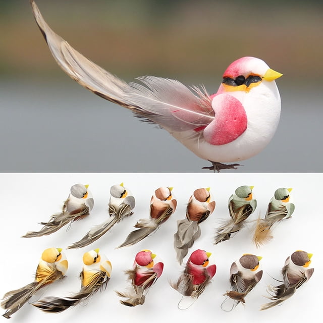 Hot6sl Ofertas Del Día 12 Piezas de Pájaros Artificiales de Espuma, Simulación de Pájaros, Adorno Del Hogar, Cinco Colores