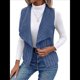 thumbnail image 3 of Chaleco Informal Sin Mangas de Felpa para Mujer, Otoño e Invierno, Tipo Cárdigan. Azul XXL, 3 of 10
