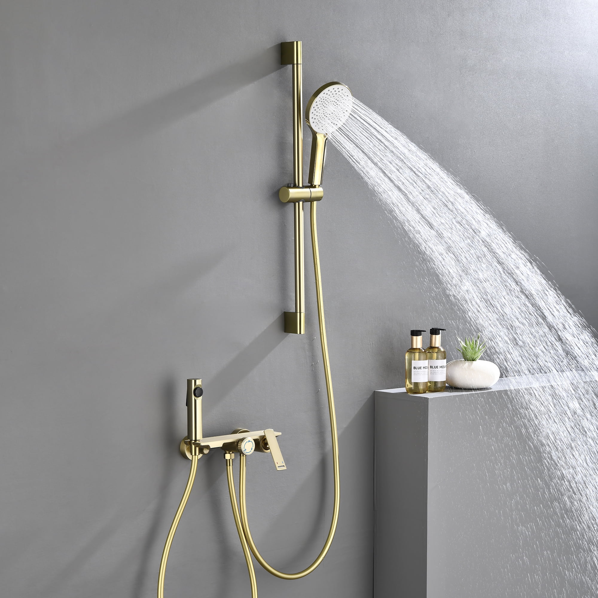 Wall Mounted Bathroom Bathtub Faucet with Hand Shower and Gun Spray