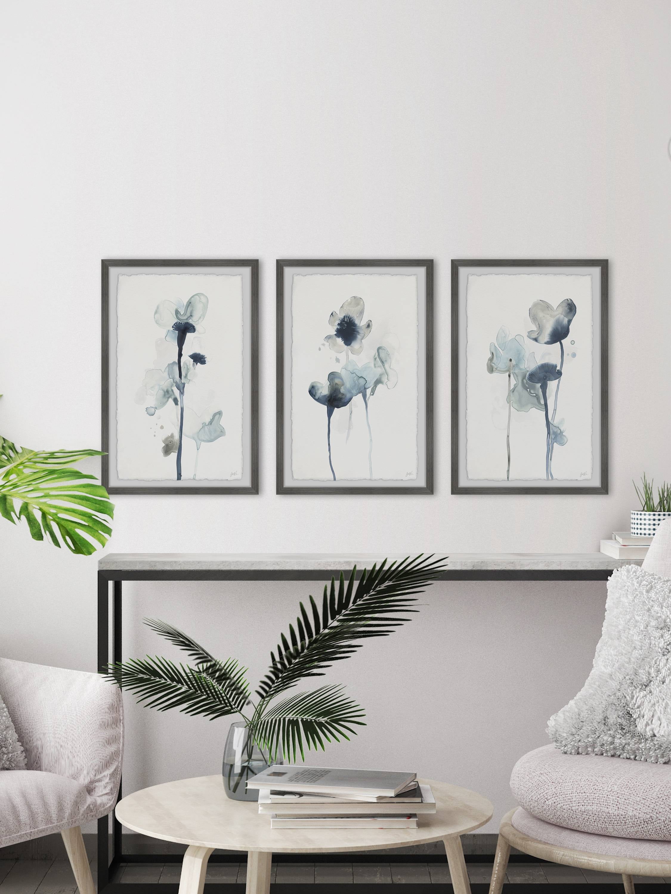 Marmont Hill Midnight Blossoms Iv Triptych, Art Prints, 36.00" x 1.50"