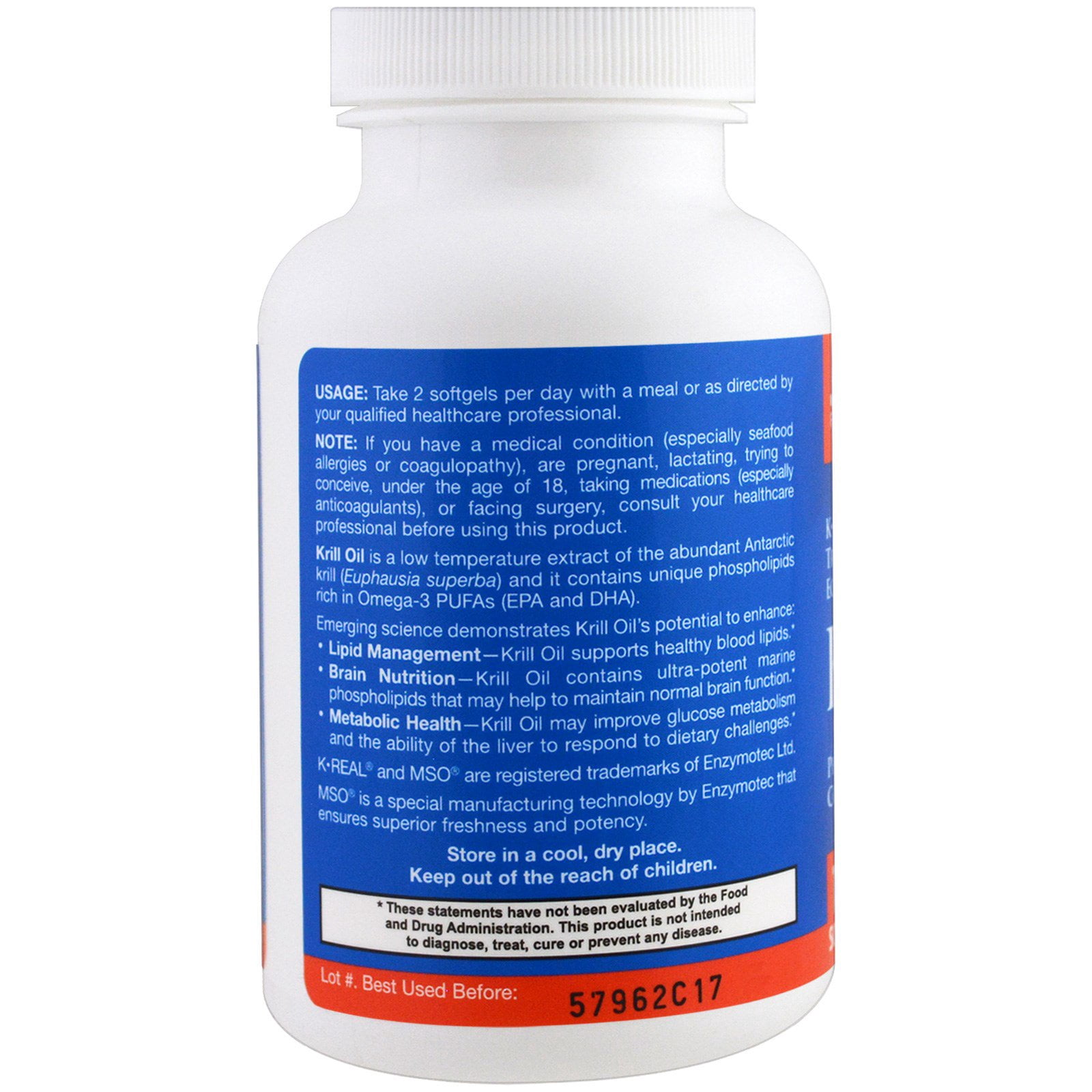 Jarrow Formulas Krill Oil, 120 Softgels (600 mg per Softgel)