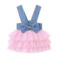 thumbnail image 2 of Layered Tutu Skirt Pet Dress Bow Knot Cotton Summer Apparel Blue White Cute Outfit for Small Medium Dogs M, 2 of 8