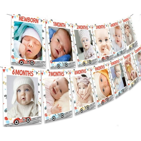 Race Car First Birthday Party Decorations, Fast One Photo Banner - Racing Themed 1st Birthday Picture Banner for Newborn to 12 Months’ Boy Girl