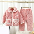 thumbnail image 2 of Ruyang Gilrs Boys Long Sleeve Pajamas Set Winter Thick Warm Pajama Soft Fleece Homewear Button Down Pjs Top with Pants, 2 of 6