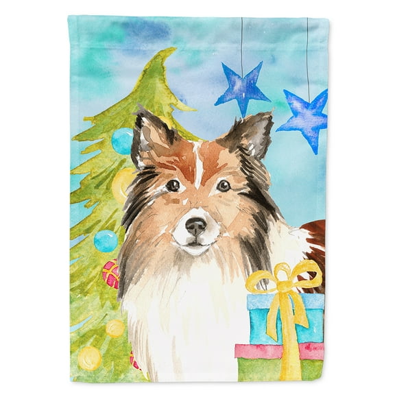 Carolines Treasures CK1864CHF Christmas Tree Sheltie Flag Canvas House Size  Large multicolor
