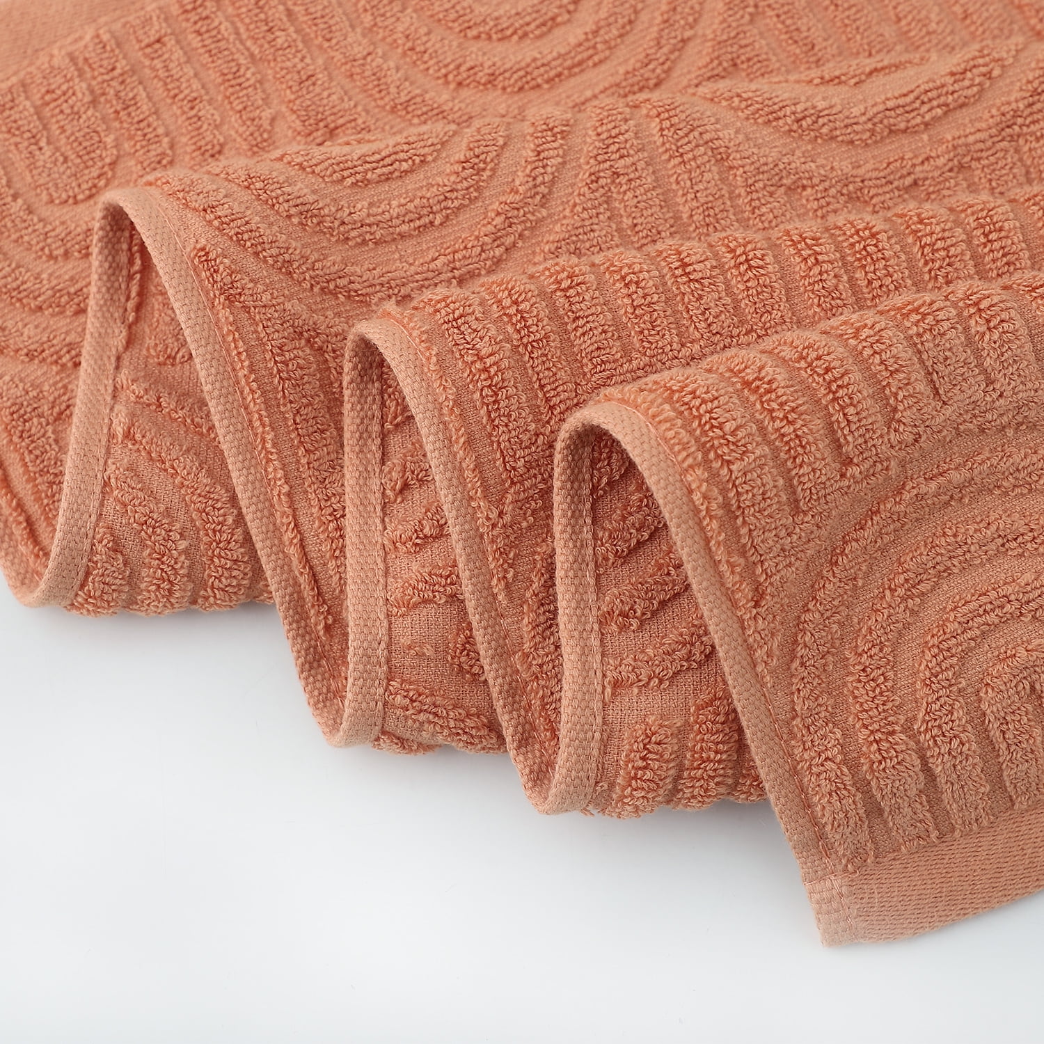 Pidada Hand Towels Set of 2 Striped Pattern 100% Cotton Absorbent Soft Decorative Towel for Bathroom (Burnt Orange)