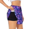 thumbnail image 3 of Lsque blue Skull purple flower1 Printed Women's Running Shorts with Liner Pockets,Elastic Quick Dry Workout Athletic Gym Yoga Shorts,Womens High Waist Shorts-XX-Large, 3 of 9