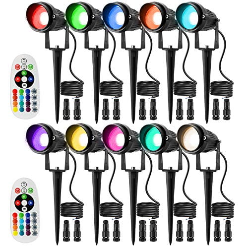 Junview RGB Color Changing Landscape Lights with Connectors 12V24V 8W