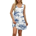 thumbnail image 2 of GXIPO Ladies Summer Dresses Beach Vacation Dresses Sleeveless Hawaiian Tunic Casual Tank Dress Sundress U Neck with Pockets White L, 2 of 6