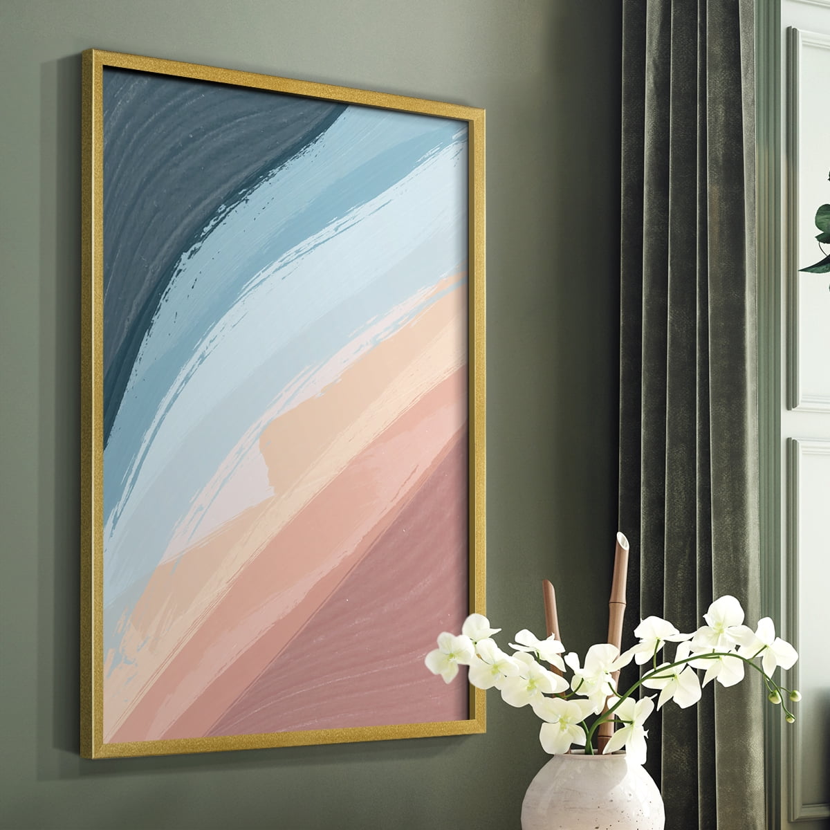 Waters Rolling Framed Print in Gold Solid Wood 16 x 20 Framed Print