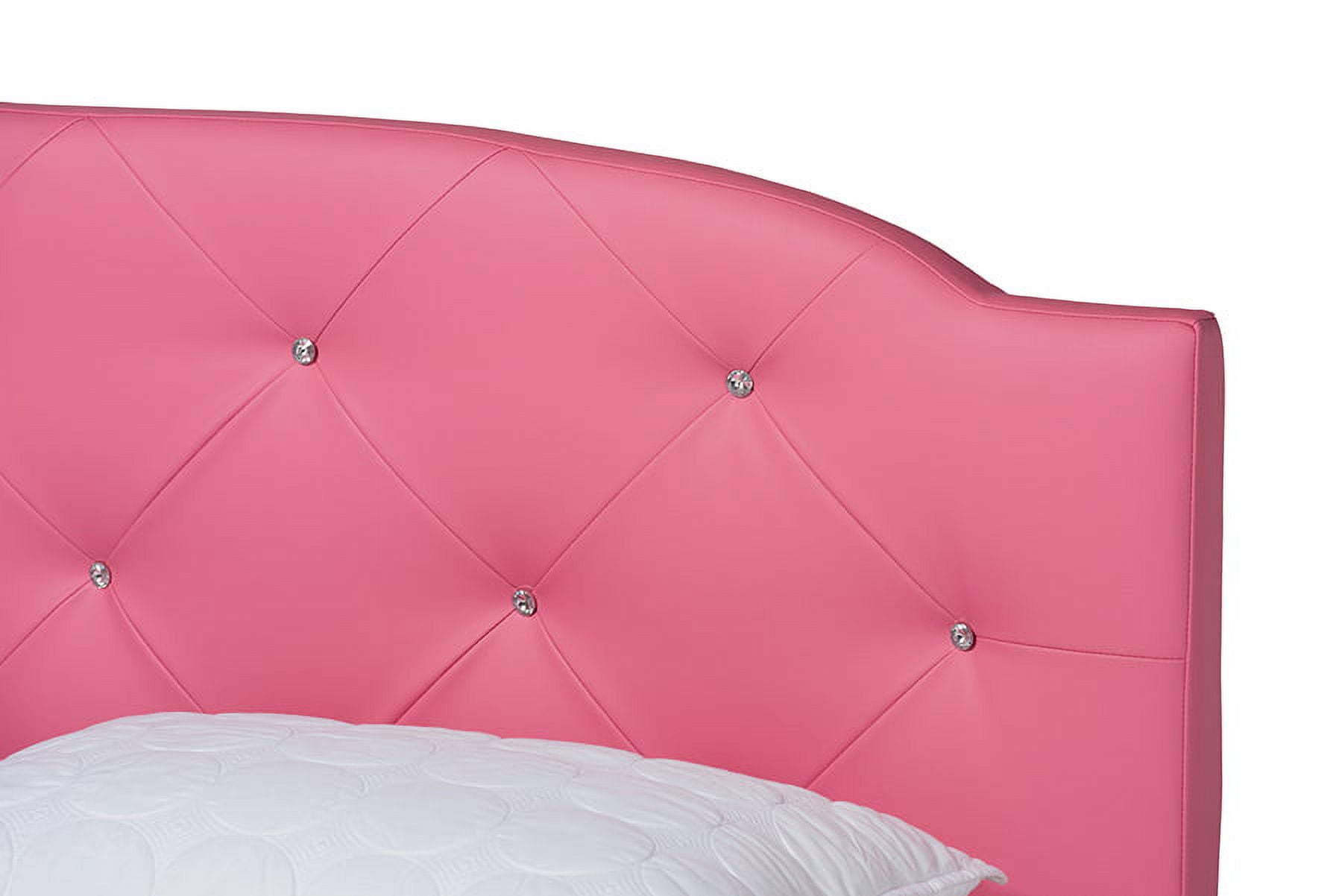 Baxton Studio Canterbury Contemporary Glam Pink Faux Leather Upholstered Full Size 3-Piece Bedroom Set