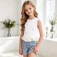 thumbnail image 6 of Mnyotv Toddler Girls Summer Clothes Sleeveless Ruffle Hem Tank Tops with Bow Casual Crewneck T Shirts Size 3-4 Years, 6 of 8