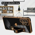 thumbnail image 4 of Designed for Samsung Galaxy A53 5G Case with Strap Luxury Love Heart Plating Gold Bumper Phone Cover Wristband Kickstand Full Body Protective Slim Case for Women - Black, 4 of 10