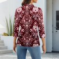 thumbnail image 3 of CCRFTGI 3/4 length sleeve womens tops Casual Polo Shirts Athletic V Neck Collared T Shirts Fall Fashion Vintage Ethnic Print Loose Button Up Tees Red XXXL, 3 of 4