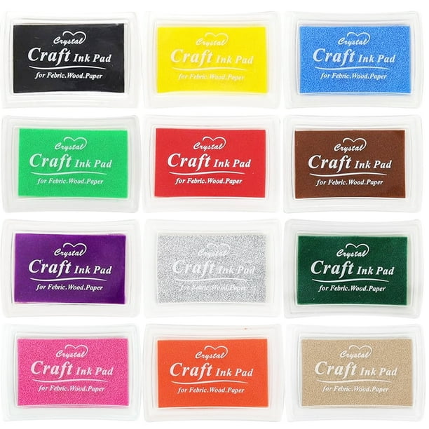 Almohadilla de tinta para niños de 12 colores, no tóxica, lavable, para sellos de dedos, almohadilla de tinta colorida, almohadilla de tinta para sellos de huellas dactilares para manualidades de