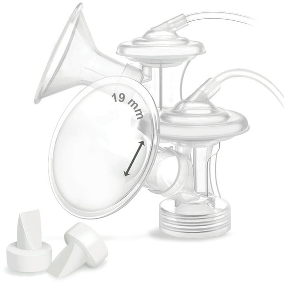 Maymom MyFit Flange Set 19mm Small Shield Tube Valve Base Connector Compatible with Medela new Pump in Style Maxflow Breast Pump Not Original Medela Pump Parts Replace Medela PersonalFit Flex