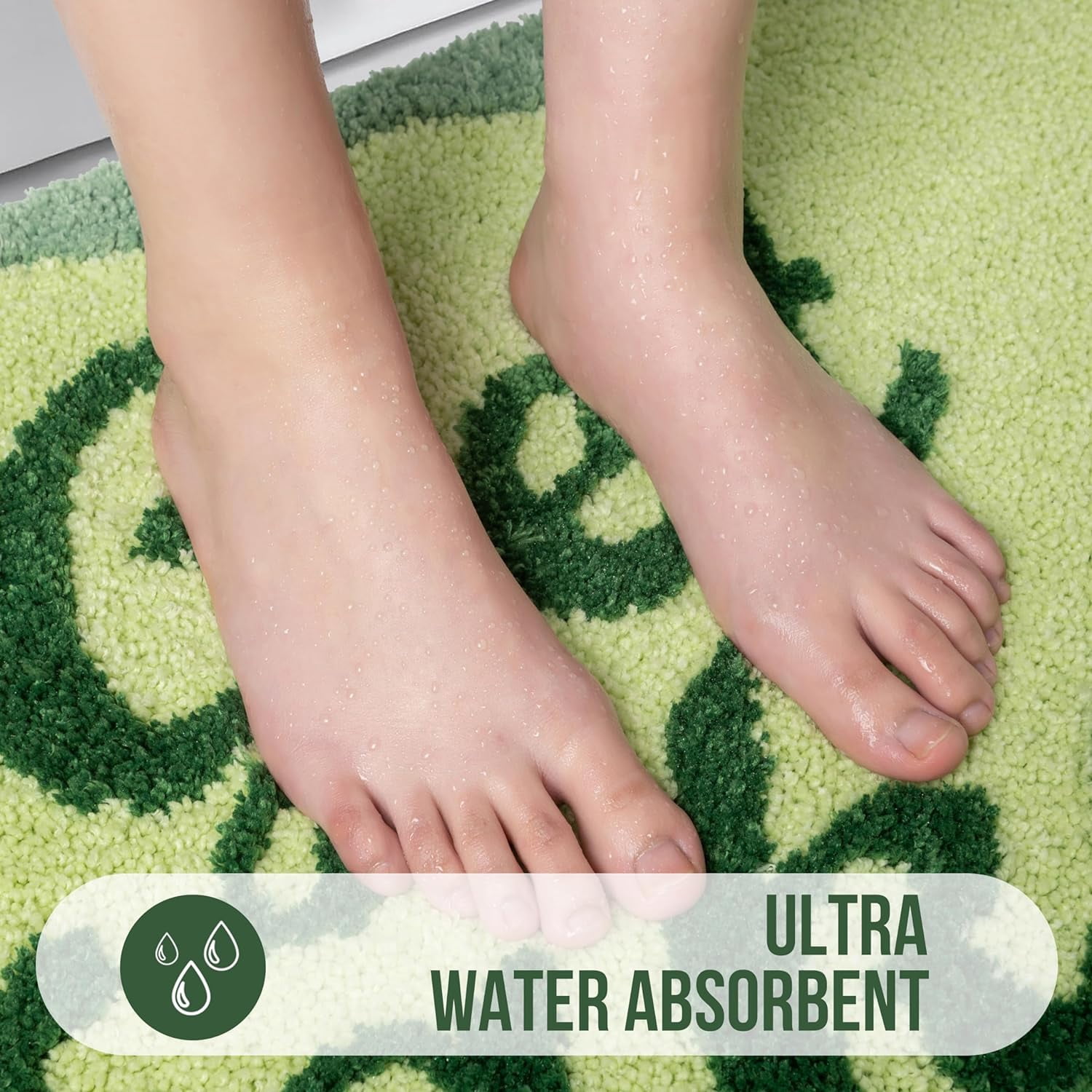 Get Naked Bath Mat 24x17,Non Slip Bathroom Rugs,Cute Soft Bath-Mat for Bathroom,Machine Washable Bath Rugs,Water Absorbent Bathroom Mats with Fluffy Microfiber,Green