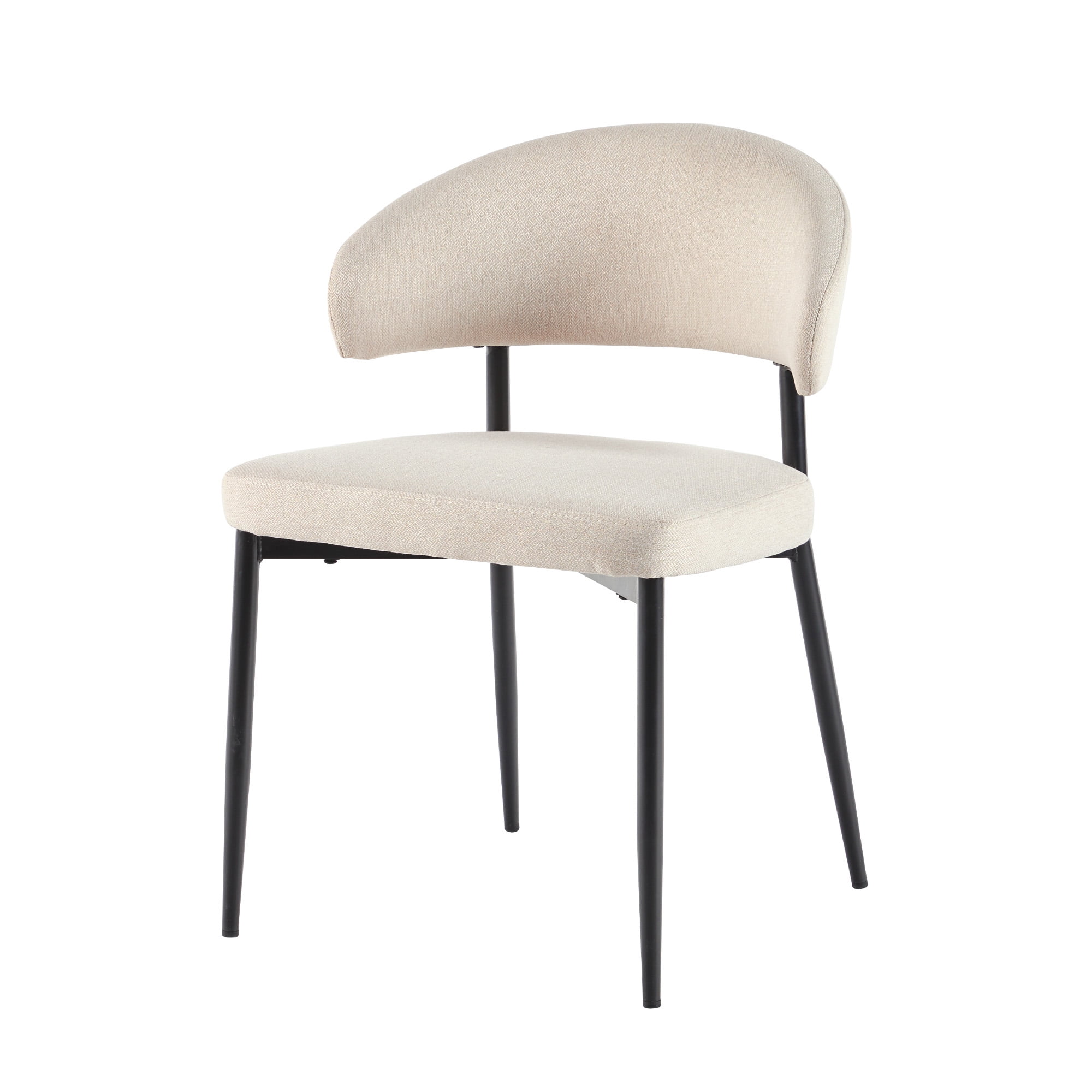 Walker Edison Modern Curved Back Upholstered Dining Chair, Set of 2, Ivory