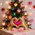 thumbnail image 2 of COM1950s Valentine's Day Decorations Light up Resin Figurine, Heart Hand Sign Shape with Lettering, Romantic Glow for Home Shelf Tabletop Centerpiece, 2 of 7