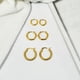 thumbnail image 3 of JeenMata Juego de 3 Elegantes Pendientes de Aro en Oro Amarillo, 3 of 5