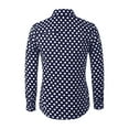 thumbnail image 3 of Camisa de Hombre INSPIRE CHIC con Patrón de Lunares, Cuello de Punta, Manga Larga, Botones, Talla 46, Azul Marino, 3 of 7