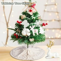 Knitted Christmas Tree Skirt - 18 Inch Christmas Tree Skirt,Knitted Tree Skirt for Small Medium Xmas Tree,Cream White Tree Skirt,Vintage Tree Skirts,Rustic Farmhouse Christmas Decorations