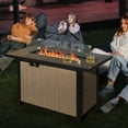 thumbnail image 3 of Nuu Garden 43 Inch Fire Pit with Wind Guard, 50,000 BTU Outdoor Propane Fire Pit Table, Outdoor Metal Propane Fire Pit with Lid and Glass Beads , Light Brown, 3 of 10