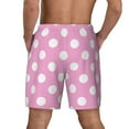 thumbnail image 2 of Lsque Mens Swim Trunks Pink And White Polka Dot Pattern - Bathing Suit Compression Liner - Beach Swim Shorts Swimwear - (S-3XL) - Stretch Quick Dry -Medium, 2 of 9