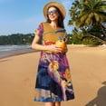 thumbnail image 4 of Sikiie Robe à Manches Courtes Imprimé Gecko Jungle Coloré pour Femmes, Robe Col Rond Slim Longueur Genou, Vêtements d'Été Adaptés pour Loisirs Quotidiens et Vacances, 4 of 6