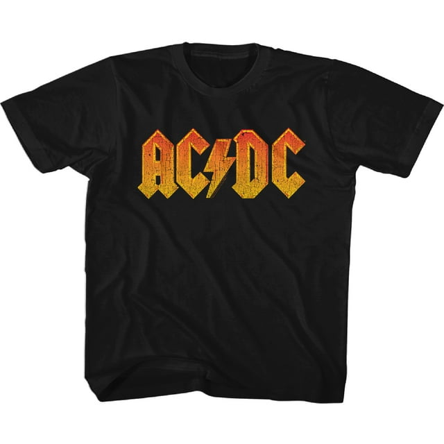 AC/DC Hard Rock Band Music Group Orange Distressed Logo Youth T-Shirt Tee