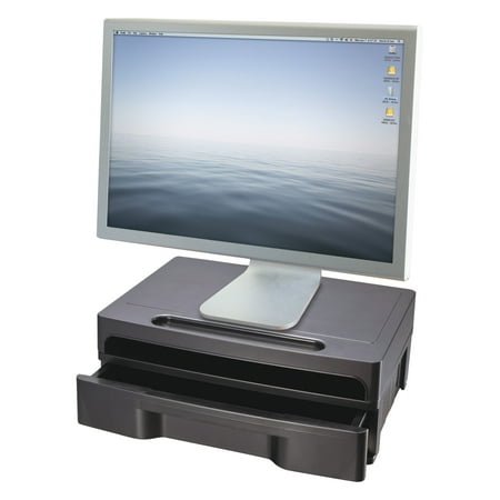 Officemate OIC 2200 Series Executive Monitor Stand with Drawer, Black