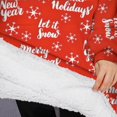 thumbnail image 3 of Oversized Wearable Blanket Hoodie,Red Christmas Text and Snowflake Pattern Sherpa Blanket Hoodie with Super Pockets,Super Warm Fuzzy Pullover for Women & Men, 3 of 6