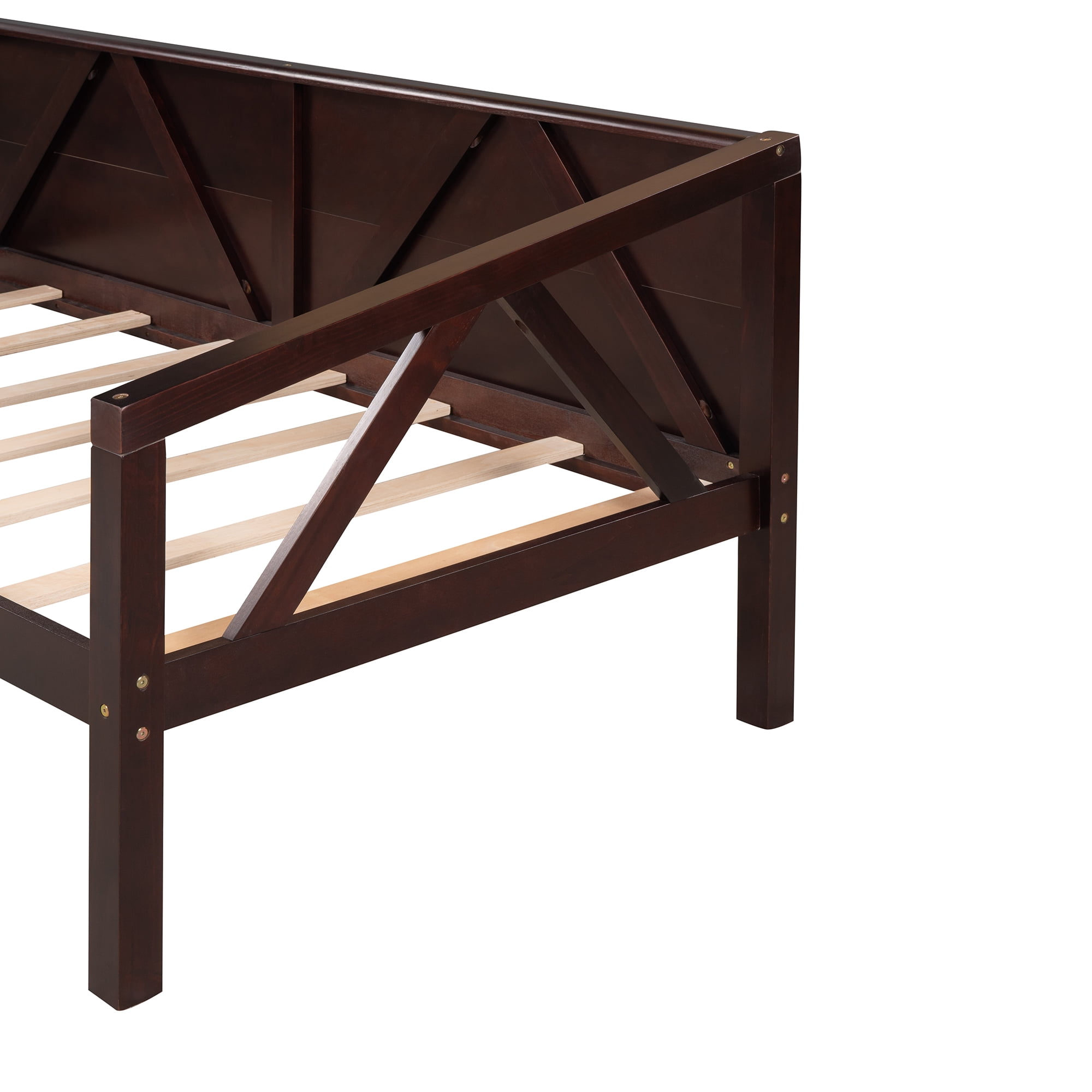 Aukfa Daybed, Solid Wood Twin Daybed Frame for Kids Bedroom, Espresso