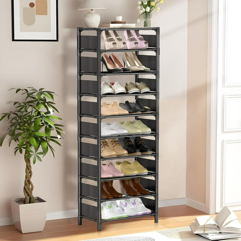 Stackable Shoe Tall Narrow Shoe Cabinet OYREL Shoes Rack 10 Tier
